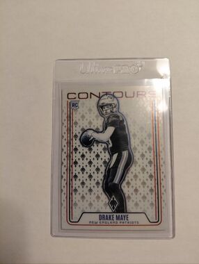 Drake Maye Contours Football Card - White & Navy Accents Rookie Card